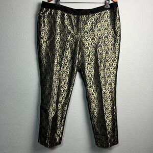 Worthington Women's Size 18 Retro Gold Black Jacquard Dress Pants Career Party